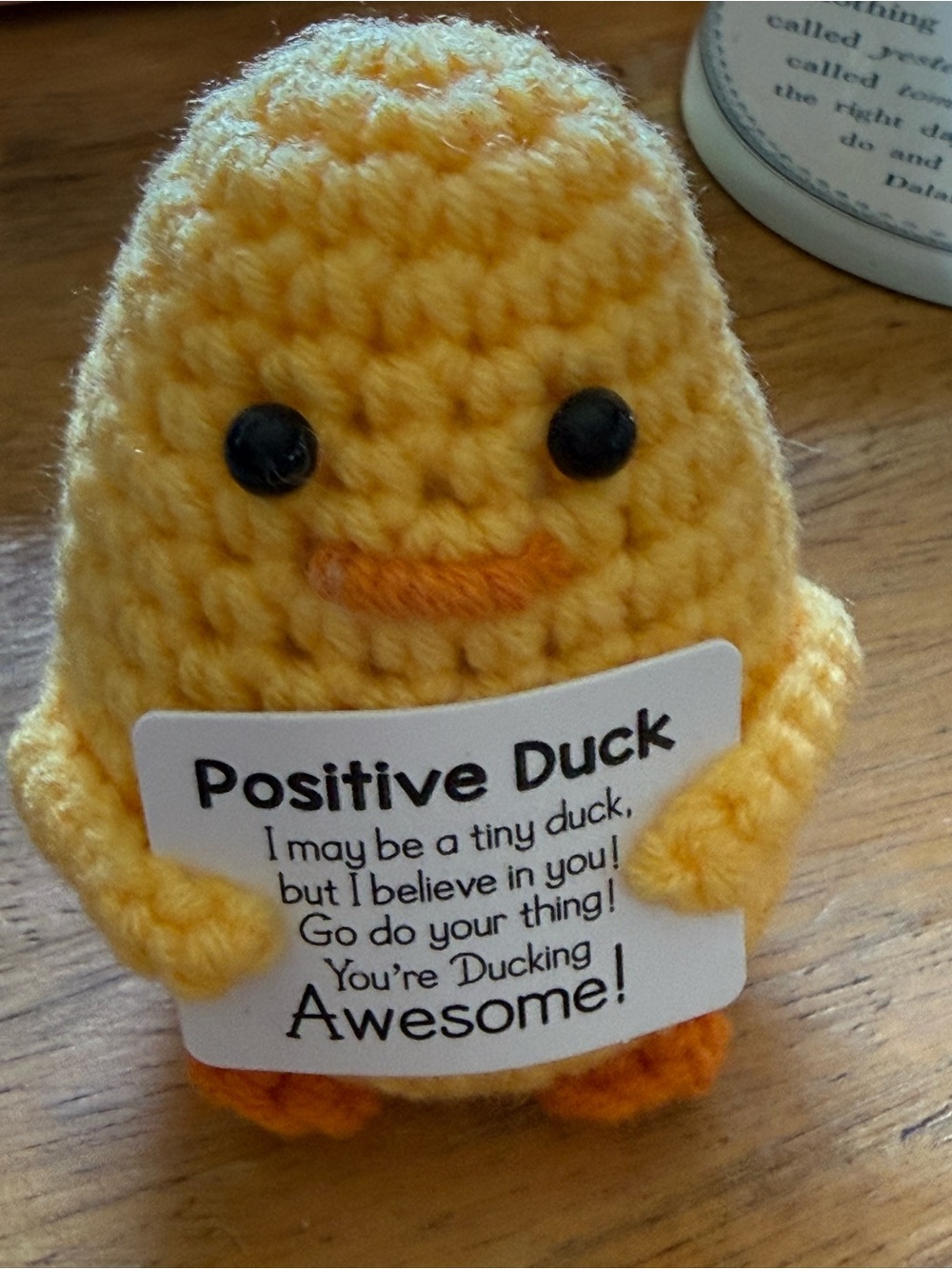 Positive Duck Plush Crochet Decor - Yellow